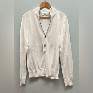 FoxCroft NWT white half zip sweater, Sz Large